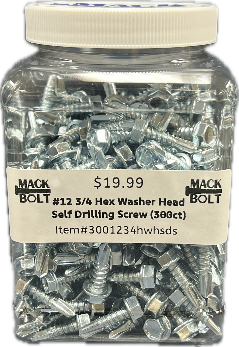 #12 x 3/4" Hex Washer Head Self Drilling Screws