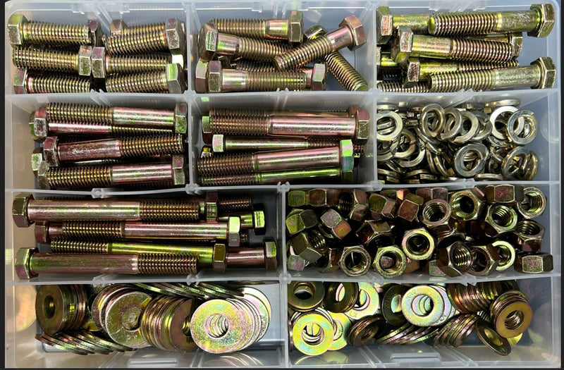 1/2" Grade 8 Coarse Thread Hex Cap Screws with Nuts & Washers Kit