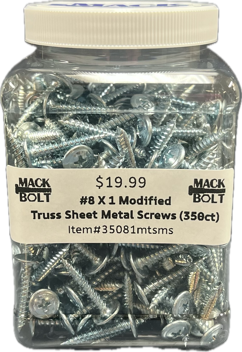 #8 x 1" Modified Truss Sheet Metal Screws