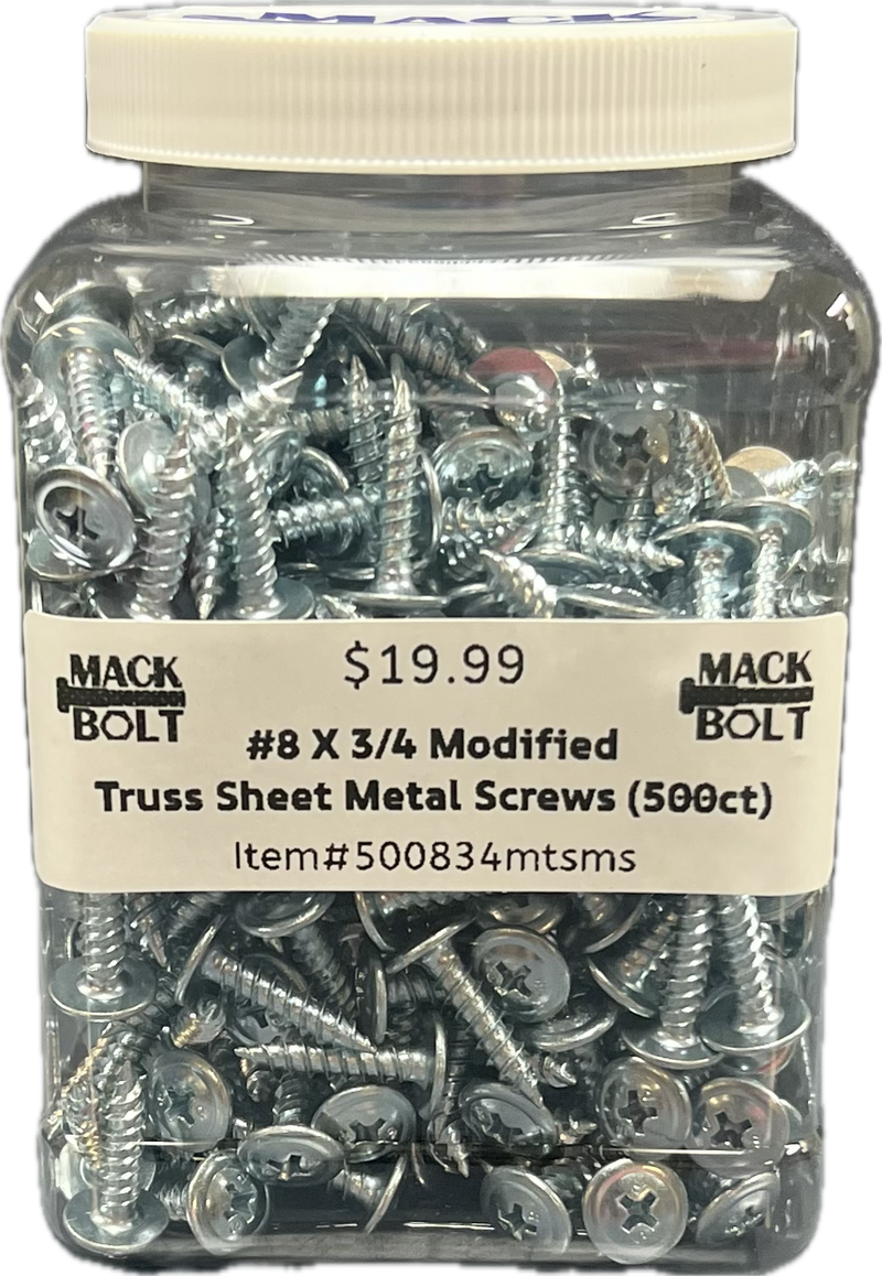 #8 x 3/4" Modified Truss Sheet Metal Screws