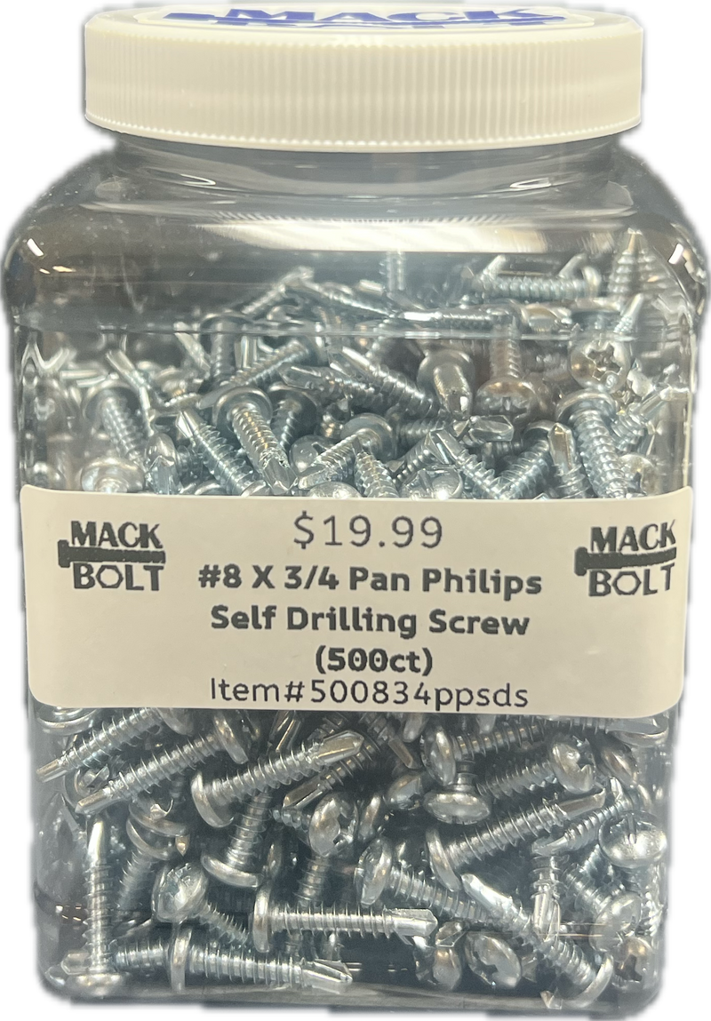 #8 x 3/4" Pan Phillips Self Drilling Screws