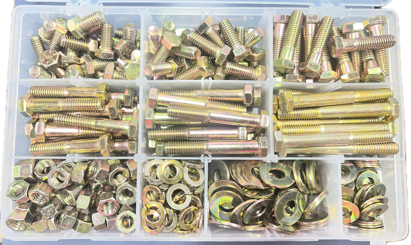 3/8" Grade 8 Coarse Thread Hex Cap Screws with Nuts & Washers Kit
