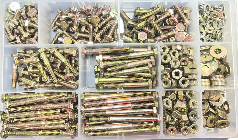 1/4" Grade 8 Coarse Thread Hex Cap Screws with Nuts & Washers Kit