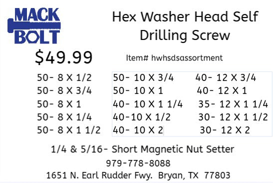 Hex Washer Head Self Drilling Screw Kit